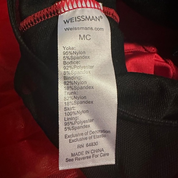 Weissman recital dance costume medium Red and Black Sequins Bow - Picture 3 of 3